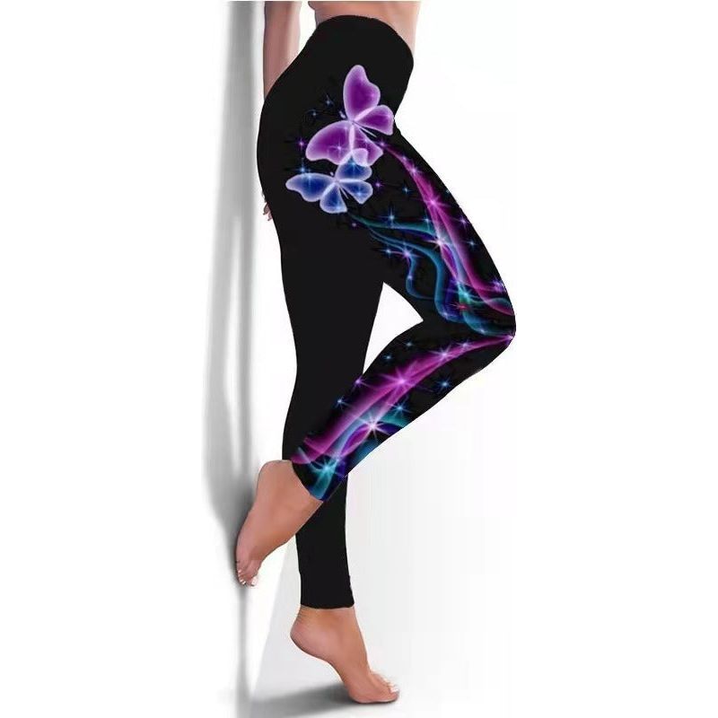 Women's Leggings Fitness Breathable Skinny Butterfly Printed Yoga Pants - Jointcorp