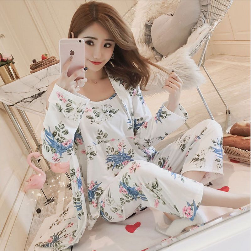 Korean Style Pajamas Women Autumn Milk Silk Long Sleeves Japanese Style - Jointcorp