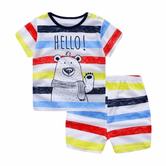 2021 new children's summer children's clothing short-sleeved suit cotton boy girls small children cartoon summer two-piece