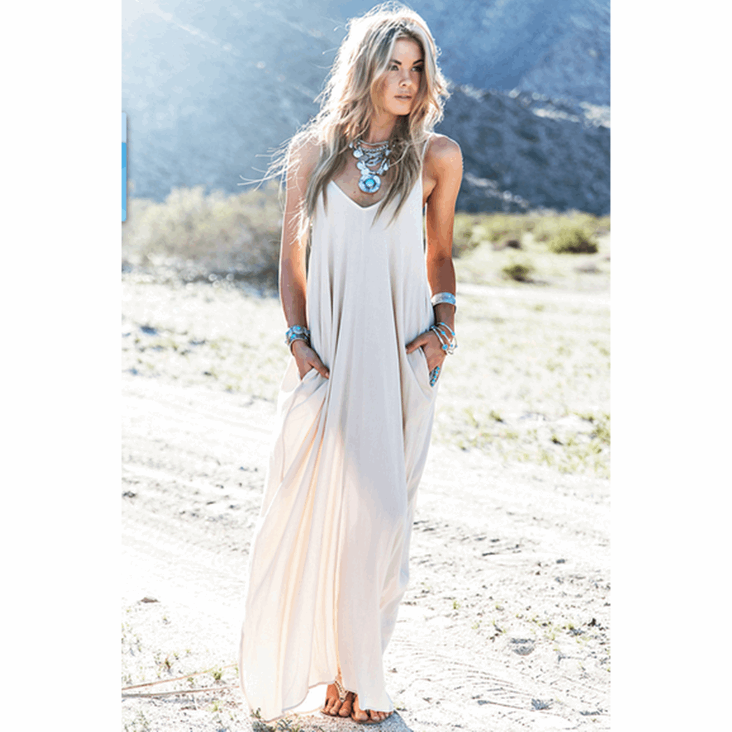 2021 Summer Beach Vestidos Women Dress Strapless V-neck Sleeveless Long Maxi Dresses Plus Size - Jointcorp