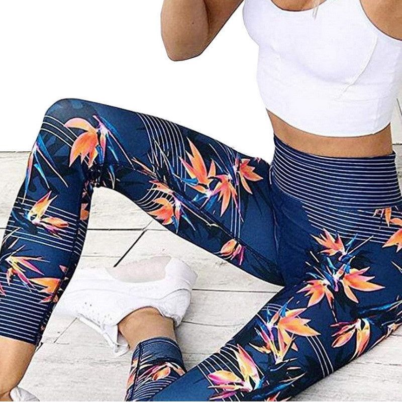 Yoga Pants Women's Fitness Sport Leggings Stripe Printing Elastic Gym Workout Tights S-XL Running Trousers Plus Size - Jointcorp