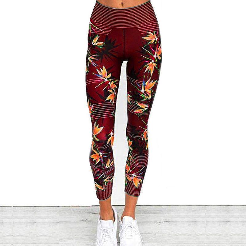 Yoga Pants Women's Fitness Sport Leggings Stripe Printing Elastic Gym Workout Tights S-XL Running Trousers Plus Size - Jointcorp