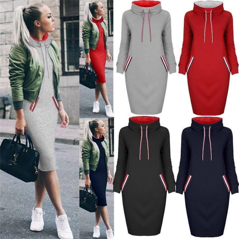 Ladies Winter Hooded Dresses Women Dress - Jointcorp