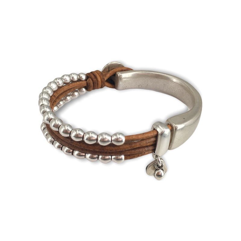 Double-layer Stitching Bracelet Minimalist Beaded Leather - Jointcorp