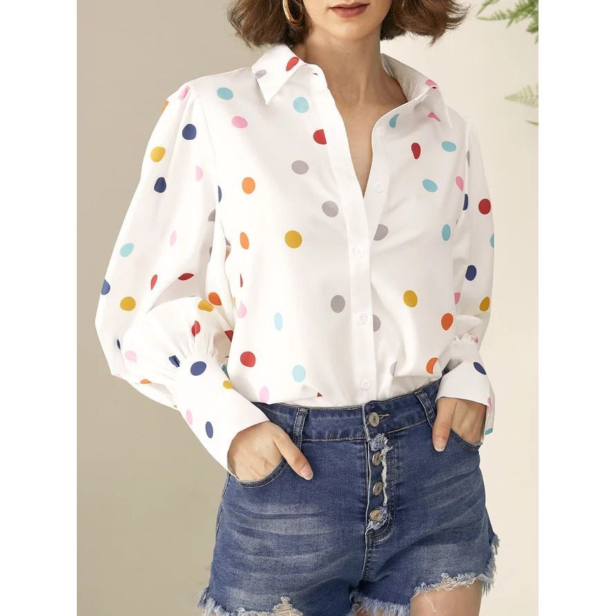 Women's Summer Printed Lantern Sleeve Fashion Shirt