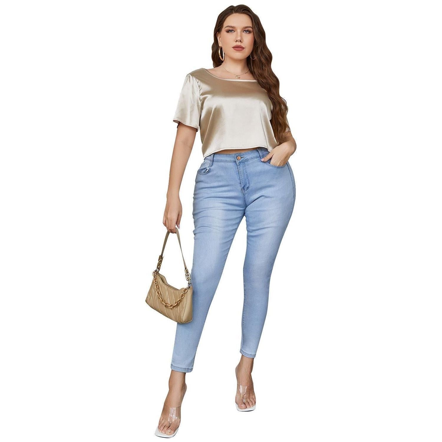 Women's Summer Short-sleeved Solid Color Backless Top T-shirt