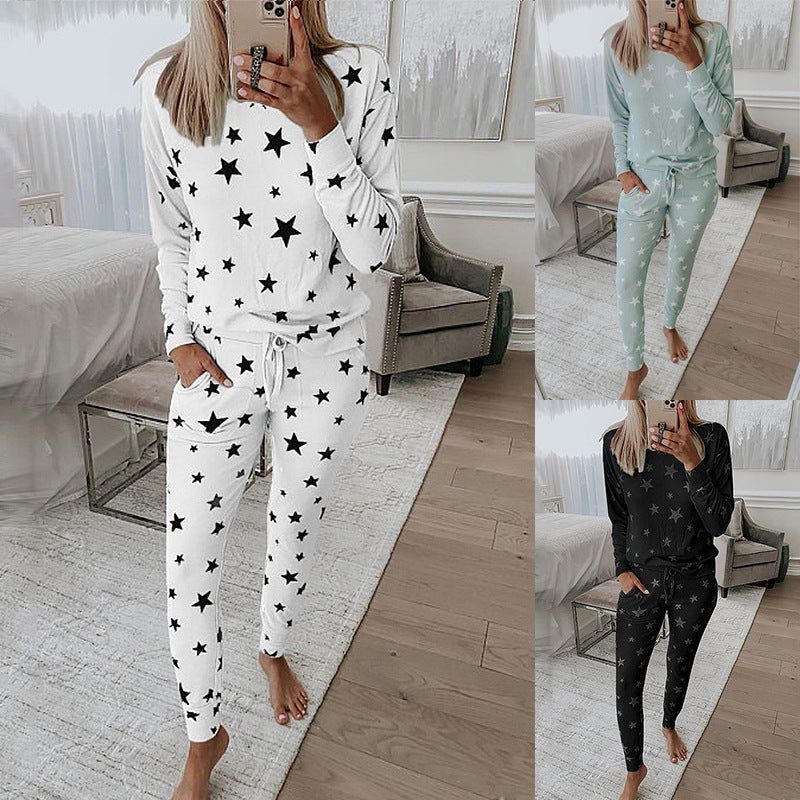 Printed Long-Sleeved Casual Home Service Suit Pajamas Women - Jointcorp