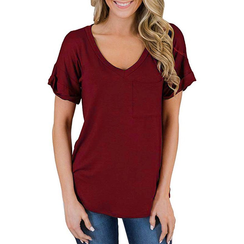 Women's V Neck Pocket Tee Roll