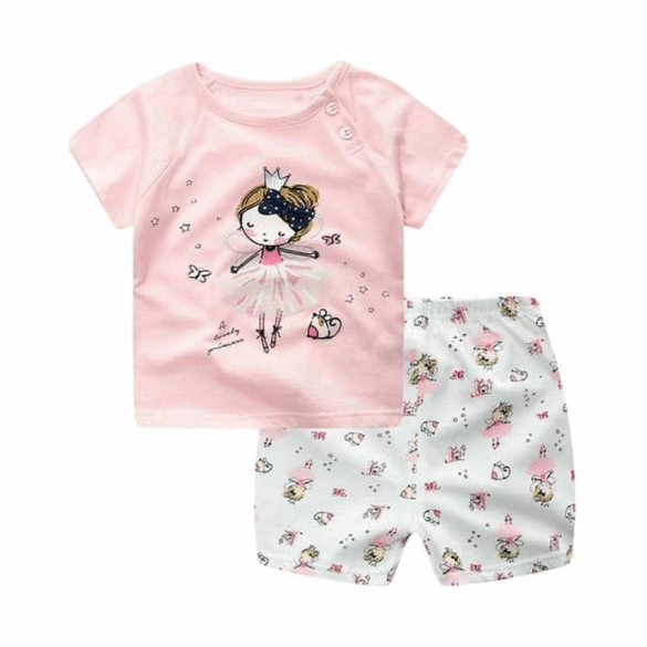 2021 new children's summer children's clothing short-sleeved suit cotton boy girls small children cartoon summer two-piece