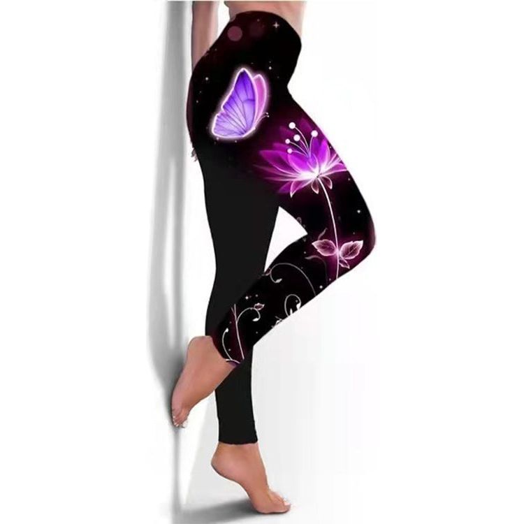 Women's Leggings Fitness Breathable Skinny Butterfly Printed Yoga Pants - Jointcorp