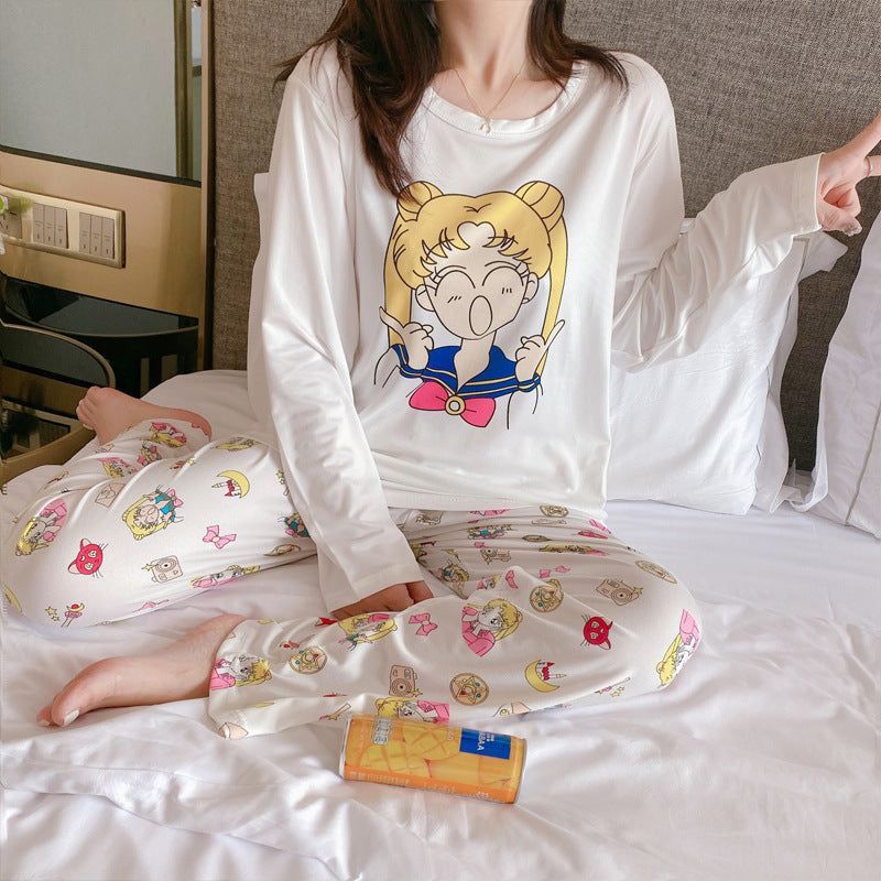 Pajamas Women Spring And Autumn Long-sleeved Trousers Cartoon - Jointcorp