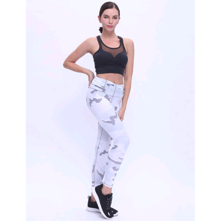 High waist four-needle six-line new camouflage fitness yoga pants tight stretch printing sports leggings - Jointcorp