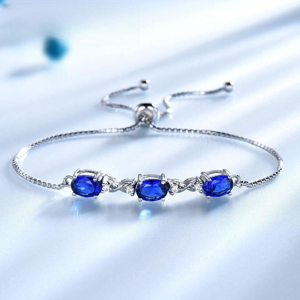 925 Sterling Silver Blue Wave Nano Tanzanite Bracelet Adjustable Women's Bracelet - Jointcorp