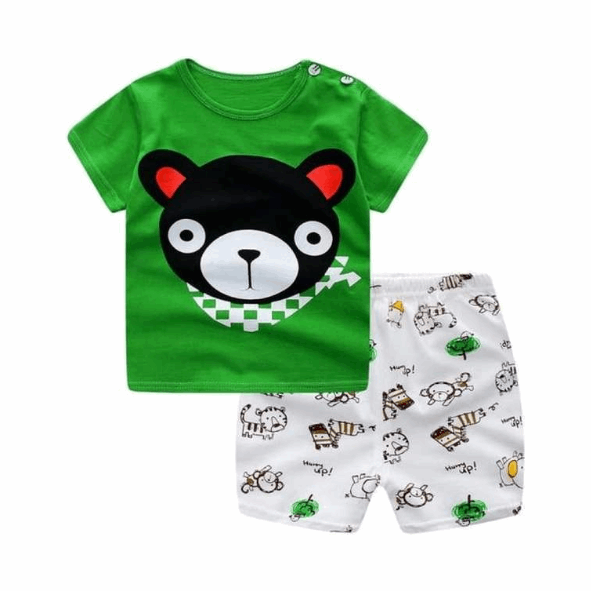 2021 new children's summer children's clothing short-sleeved suit cotton boy girls small children cartoon summer two-piece