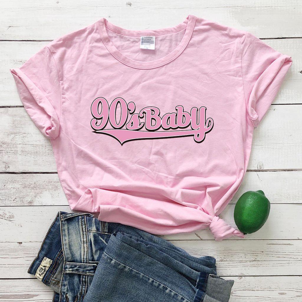 Women's Letter Printed Polyester T-shirt