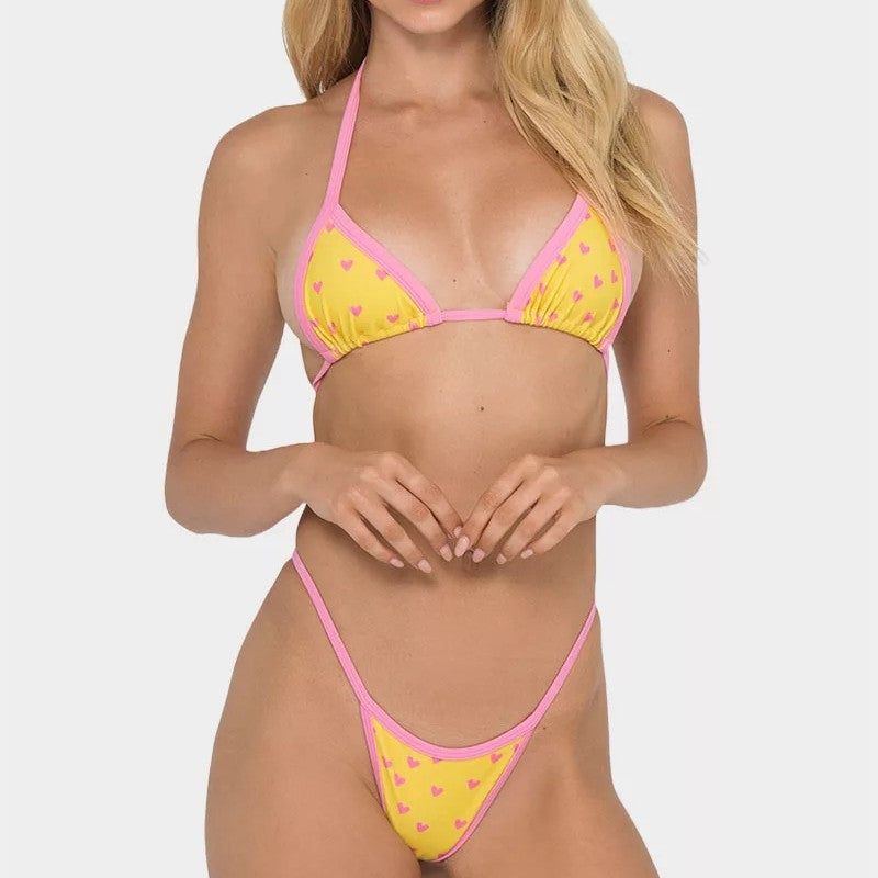 Female Split Digital Print Bikini Set