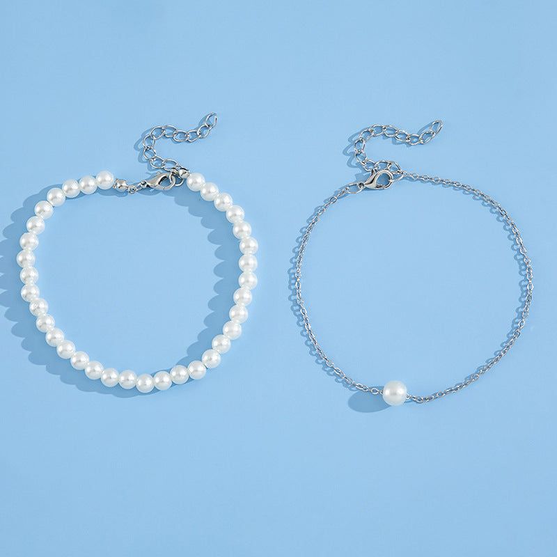 Stylish Simple And Versatile Double-layer Pearl Anklet - Jointcorp