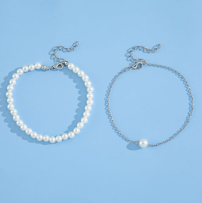 Stylish Simple And Versatile Double-layer Pearl Anklet - Jointcorp