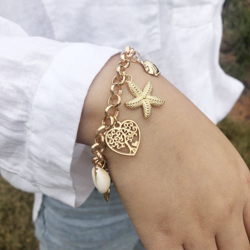 Women's Fashion Simple Shell Starfish Scallop Love Bracelet - Jointcorp