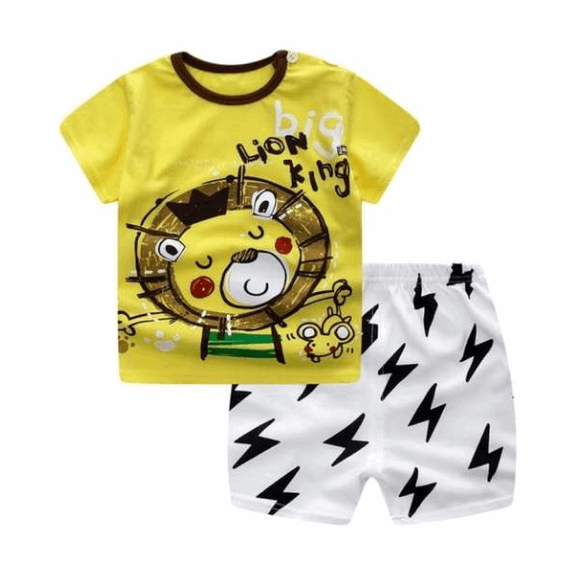 2021 new children's summer children's clothing short-sleeved suit cotton boy girls small children cartoon summer two-piece