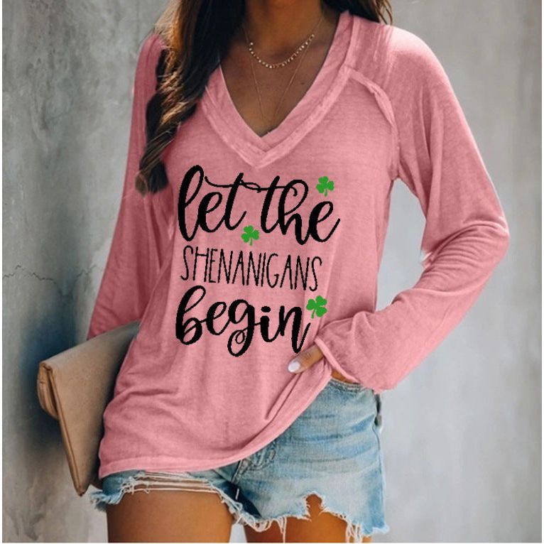 Women's Long-sleeved V-neck T-shirt