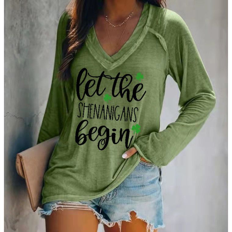 Women's Long-sleeved V-neck T-shirt