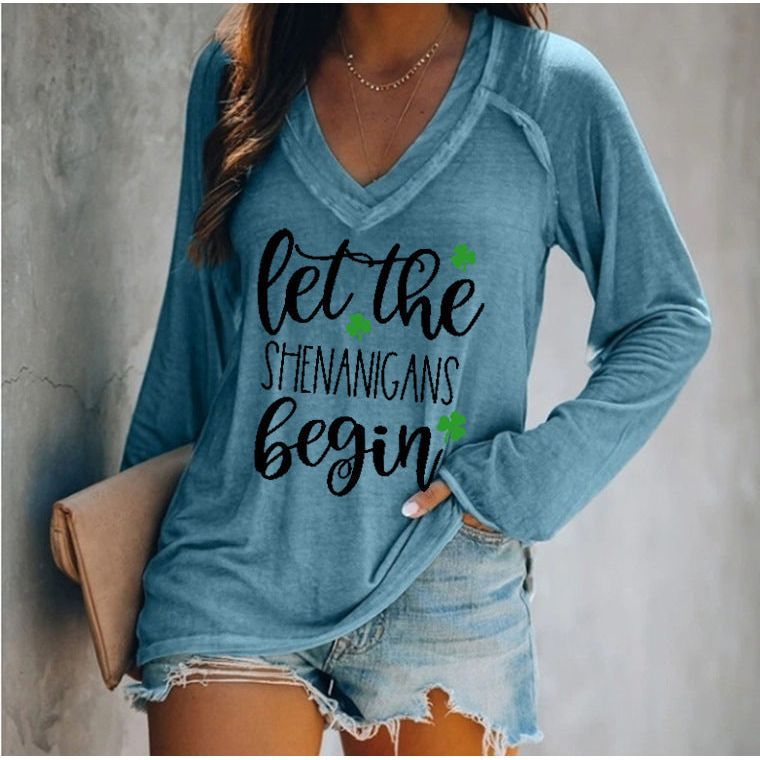 Women's Long-sleeved V-neck T-shirt