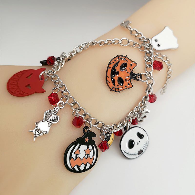 Halloween Bracelet With Pumpkin Skull Ghost Funny Jewelry - Jointcorp