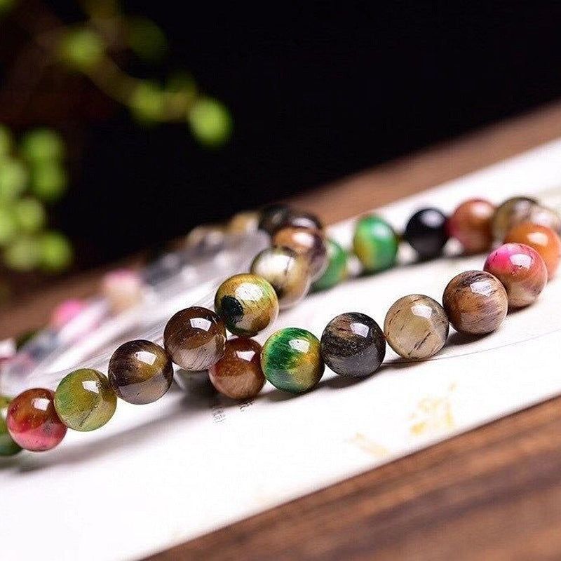 Natural Olive Green Tiger Eye Ball Bracelet - Jointcorp