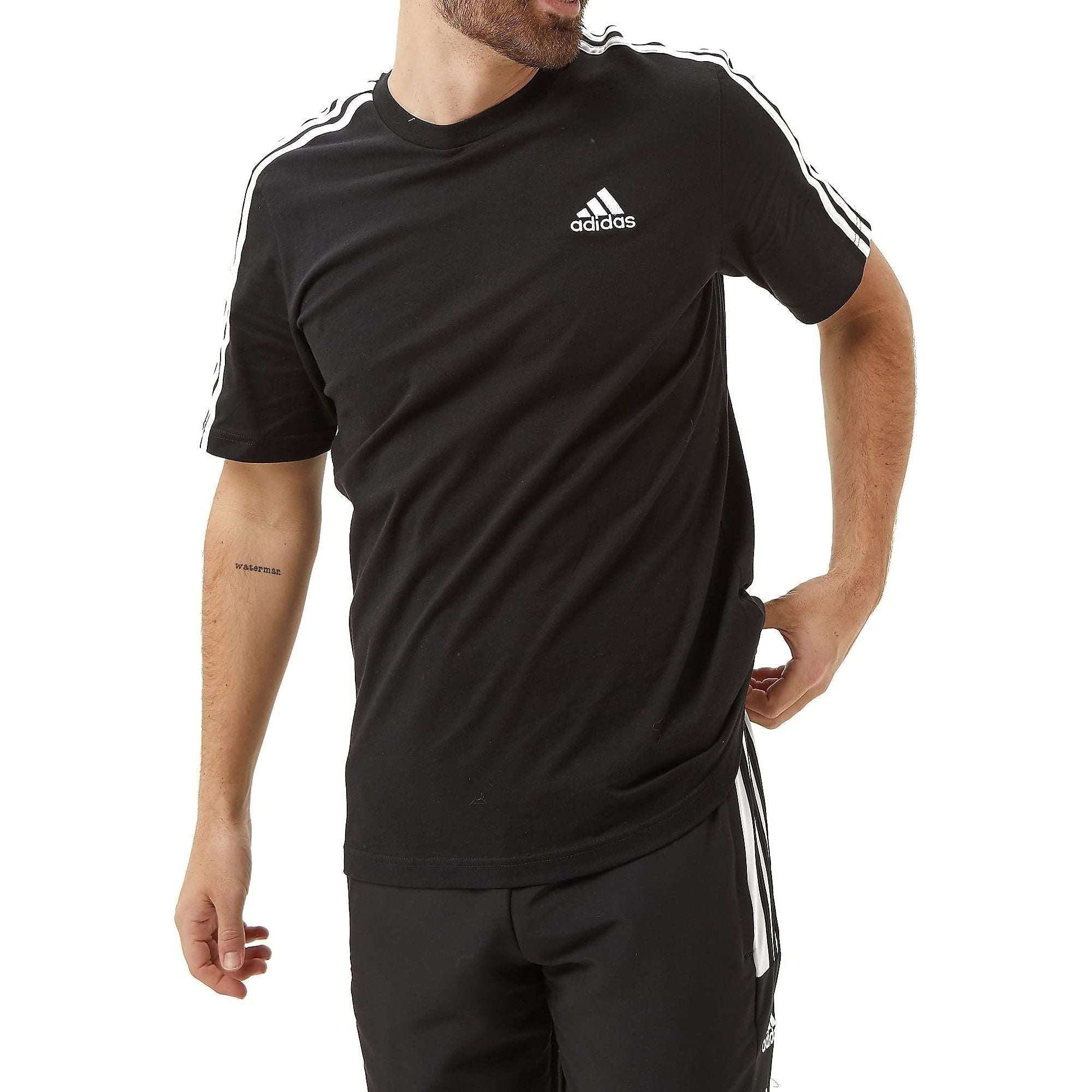 adidas Mens Essentials T-Shirt MN 3S SJ T, Color Black/White, Size XS