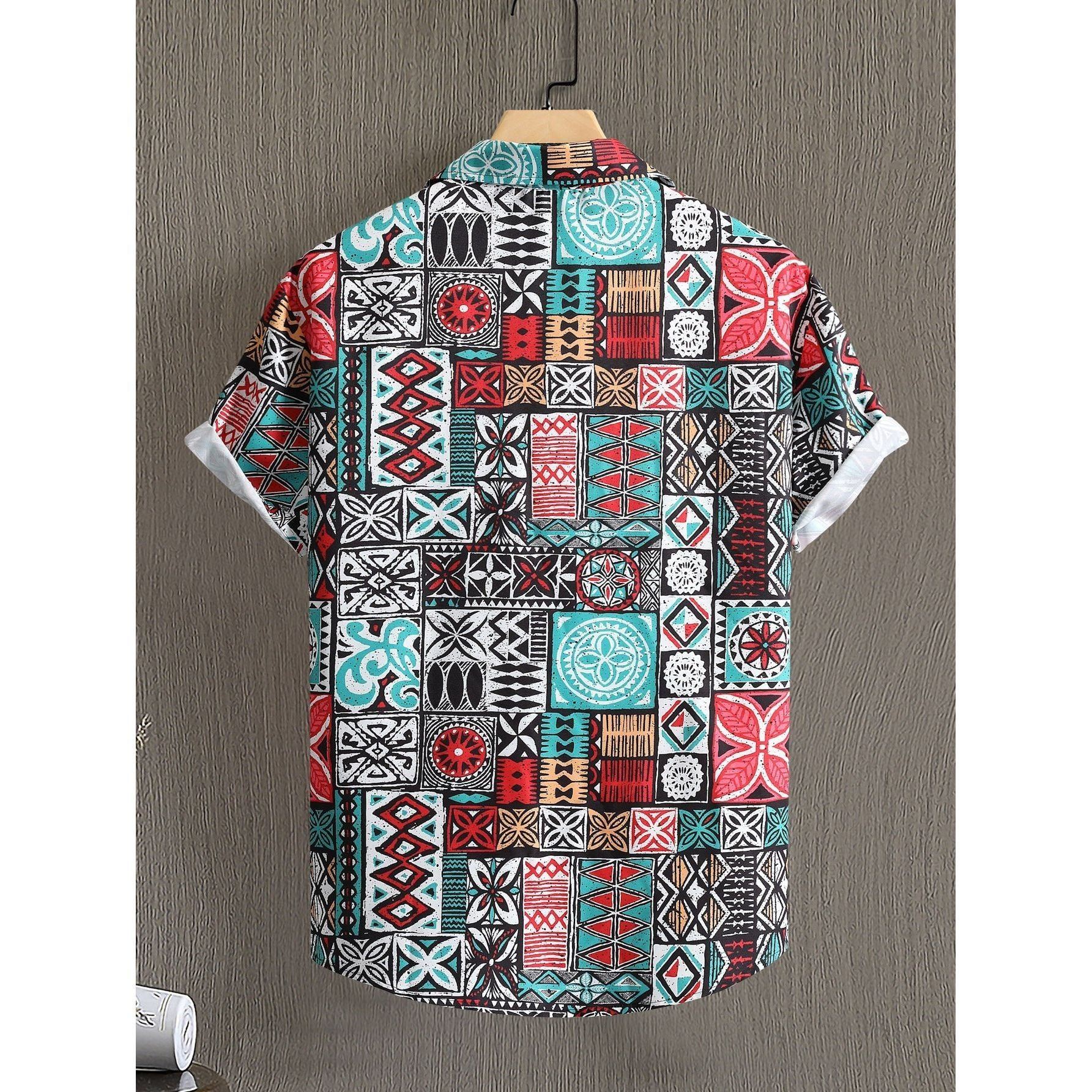 Men's Middle East Retro Pattern Digital Printing Short Sleeve Shirt - Jointcorp