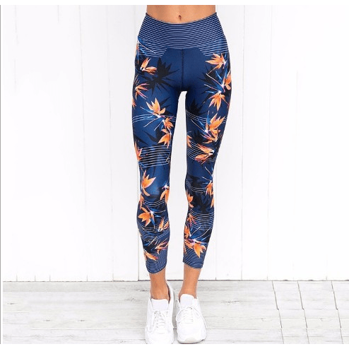 High Waist Yoga Pants Women's Fitness Sports Leggings Band Printing Elastic Gym Workout Tights S-XL Running Pants Plus Size - Jointcorp