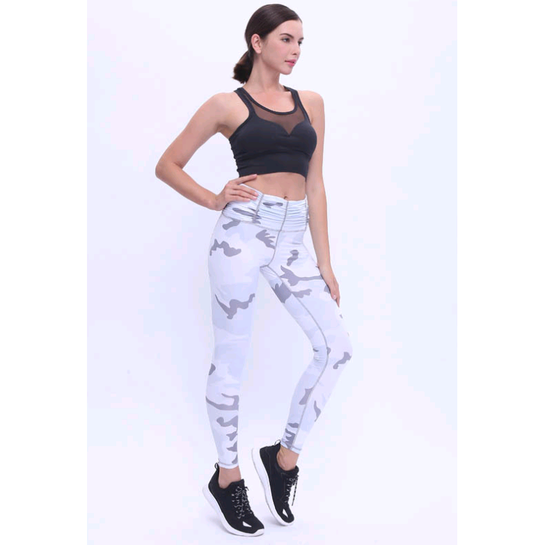 High waist four-needle six-line new camouflage fitness yoga pants tight stretch printing sports leggings - Jointcorp