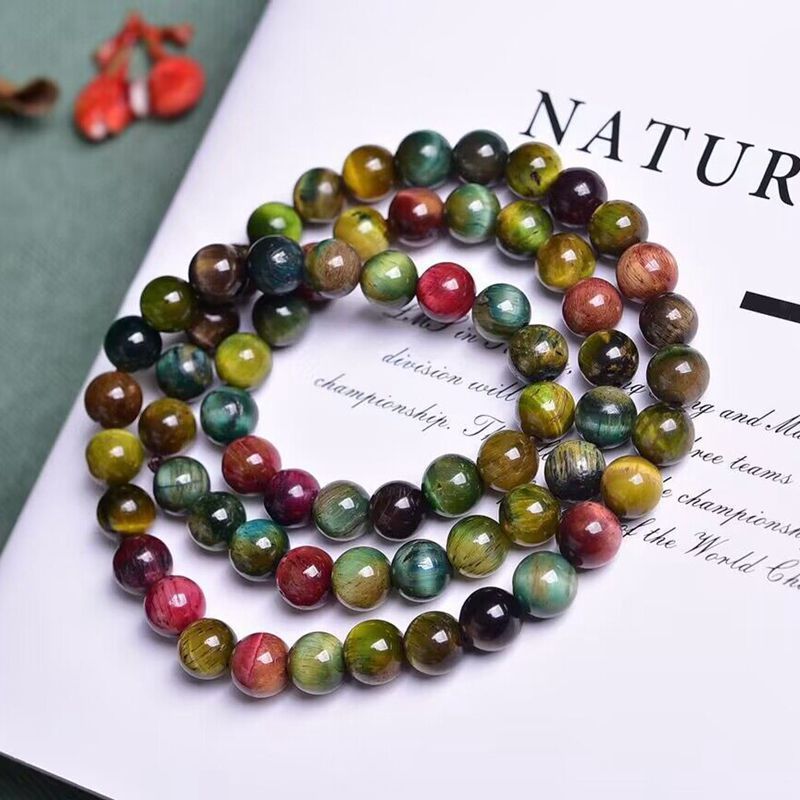 Natural Color Tiger Eye Three-ring Bracelet DIY Handmade Ornament Accessories - Jointcorp