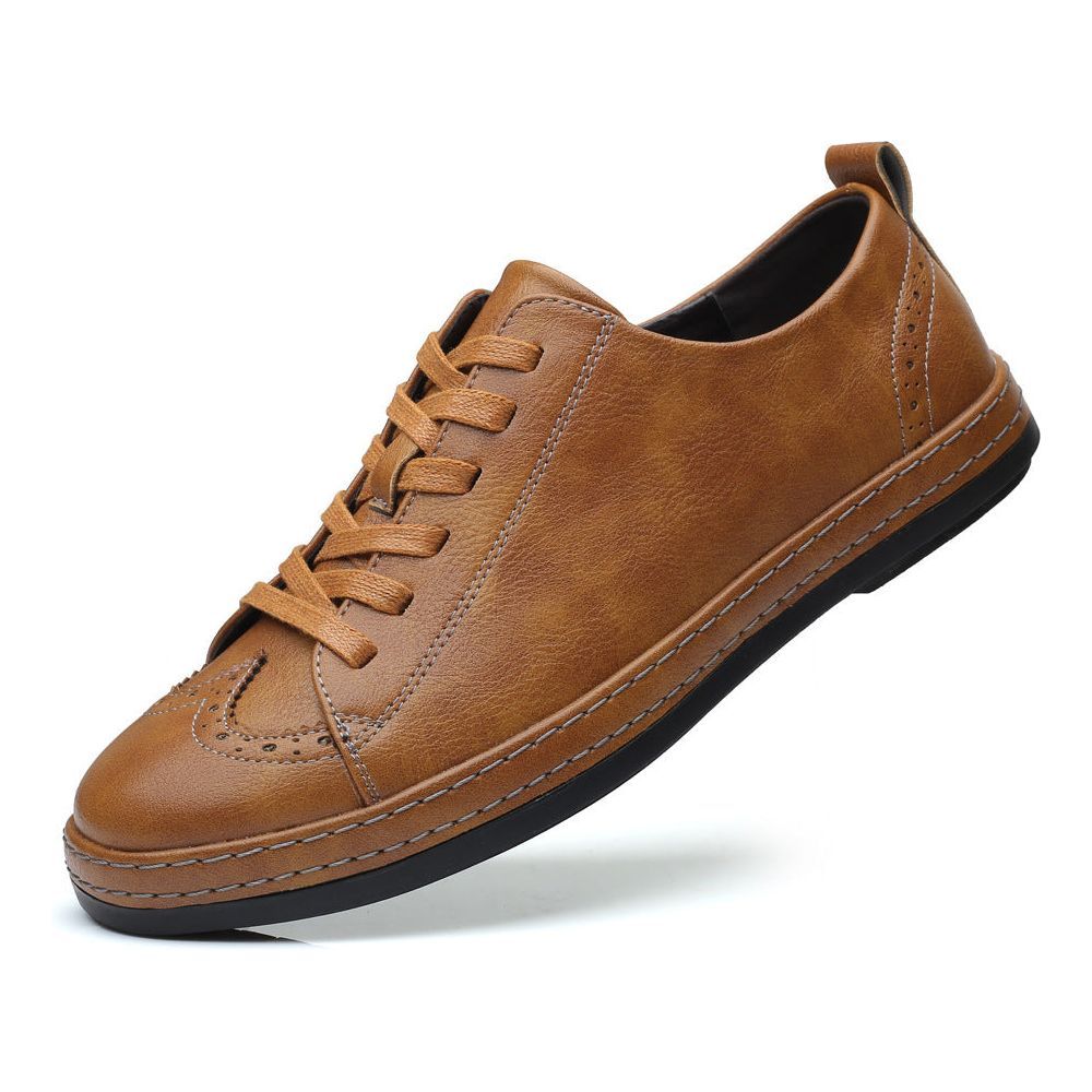 Men's Trendy Stitching Casual Lace Up Leather Shoes - Jointcorp