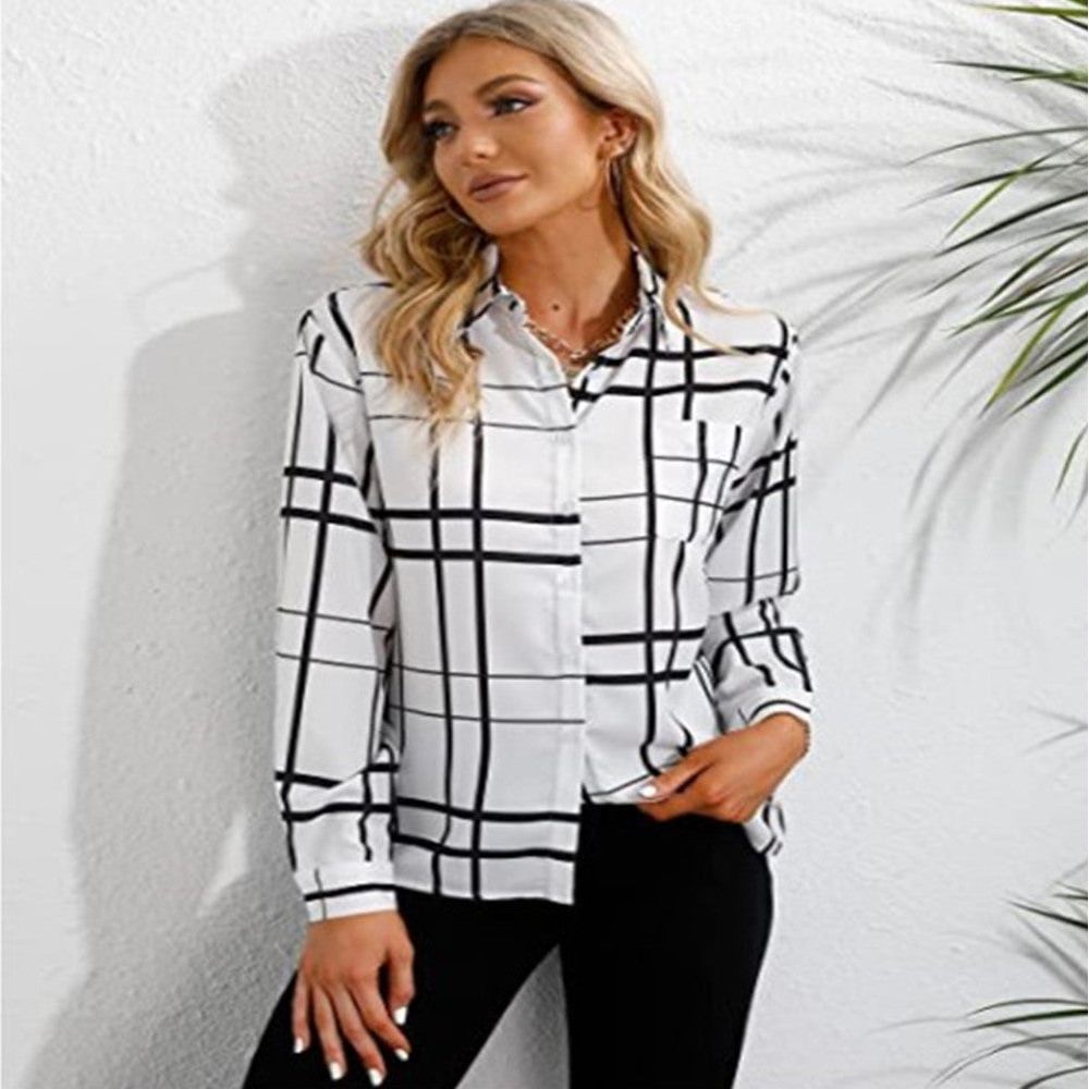 Women's Striped Print Single Breasted Shirt - Jointcorp