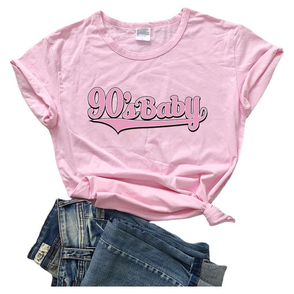 Women's Letter Printed Polyester T-shirt