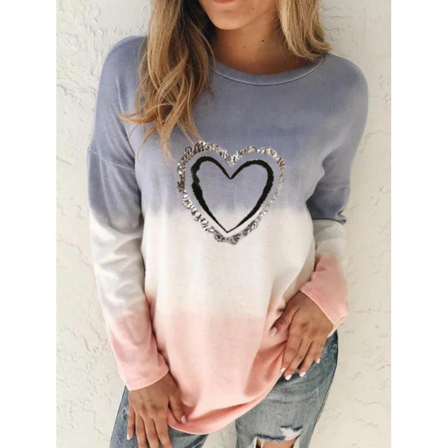 Gradient Printing Loose Pullover Long Sleeve - Jointcorp