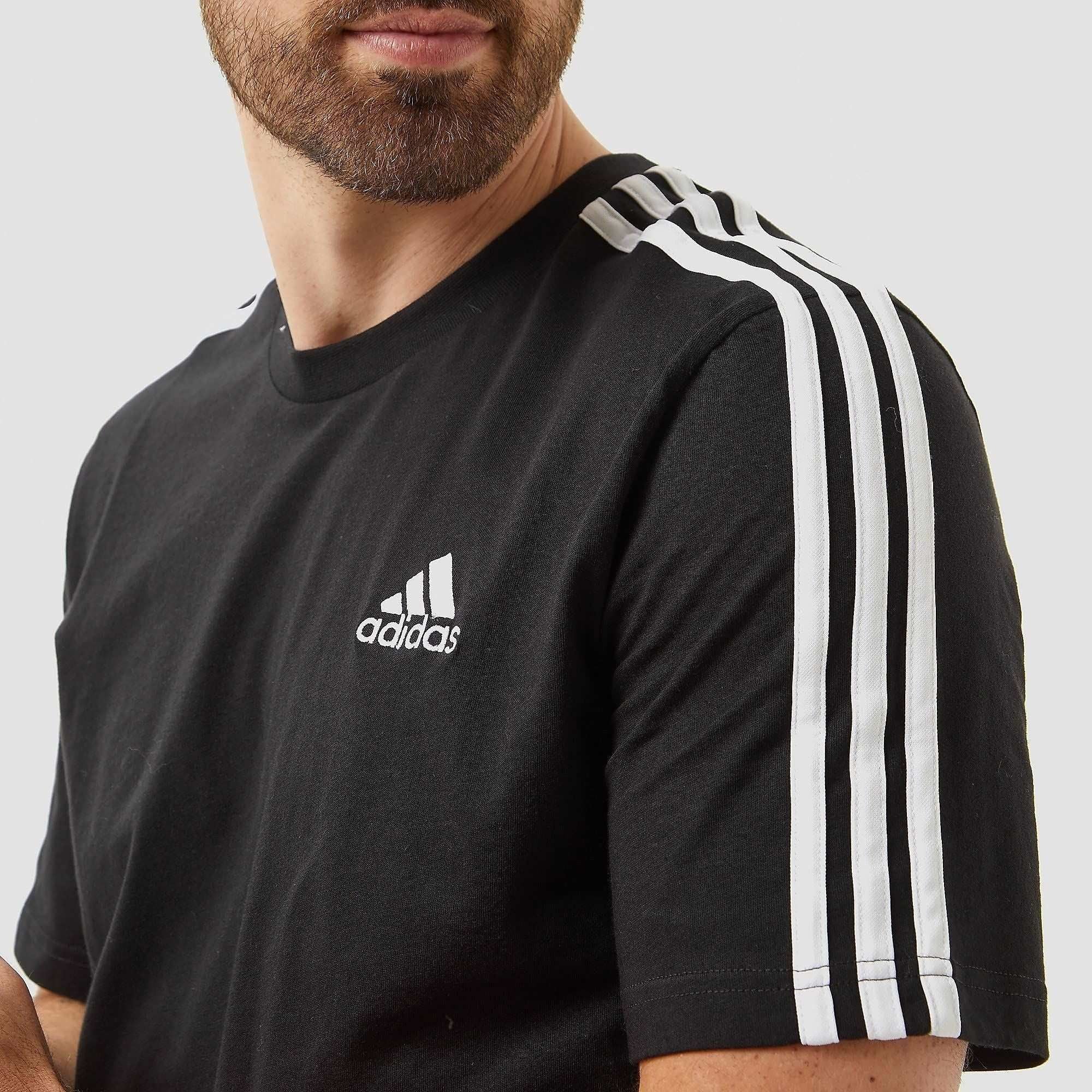 adidas Mens Essentials T-Shirt MN 3S SJ T, Color Black/White, Size XS