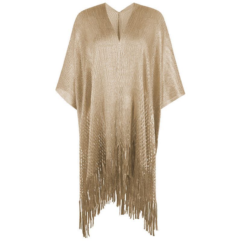 Women's Knitwear Hollowed Out Tassel Cape Shawl Anti-suntan Coat