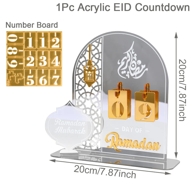 Ramadan Kareem Countdown Calendar Ornament Eid Mubarak Decoration 2025 For Home Muslim Islamic Festival Eid Al-Fitr Party Favors