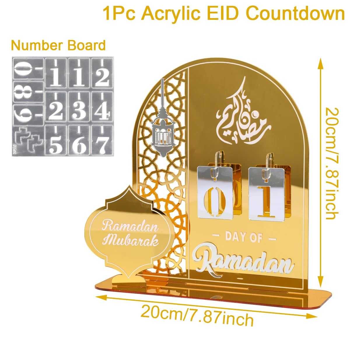 Ramadan Kareem Countdown Calendar Ornament Eid Mubarak Decoration 2025 For Home Muslim Islamic Festival Eid Al-Fitr Party Favors