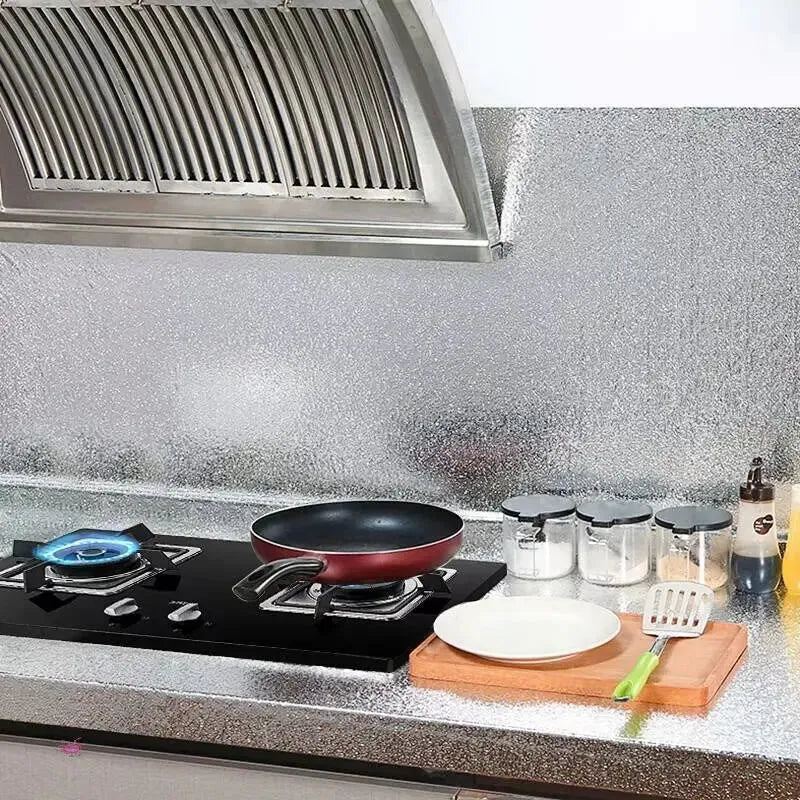 Kitchen stickers waterproof and oil-proof thickened high-temperature stove aluminum foil paper self-adhesive wallpaper