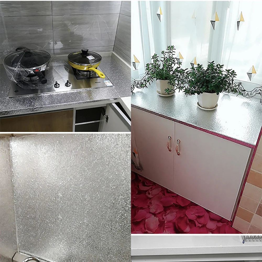 Kitchen stickers waterproof and oil-proof thickened high-temperature stove aluminum foil paper self-adhesive wallpaper