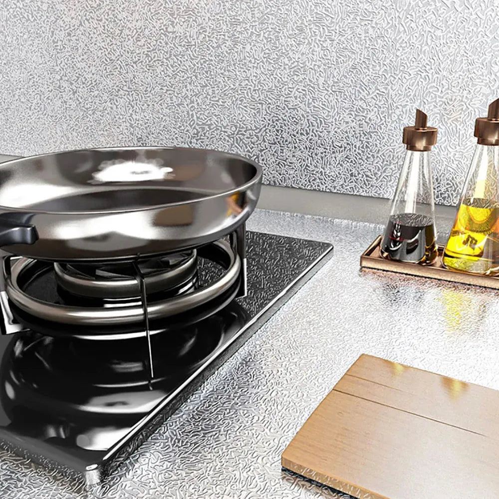 Kitchen stickers waterproof and oil-proof thickened high-temperature stove aluminum foil paper self-adhesive wallpaper