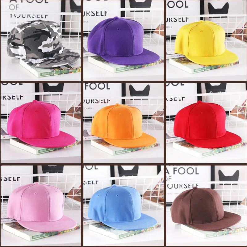 Solid Hip Hop Cap For Men Snapback Hat Women's Baseball Caps Adjustable Flat Brim Bill Plain Visors Boys And Girls Street Dance