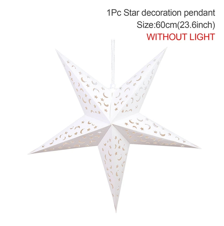 Eid Mubarak Hollow Star Hanging Pendant Ramadan Decor For Home 2025 Islam Muslim Party Mubarak Light Gifts Eid Al Adha Kareem