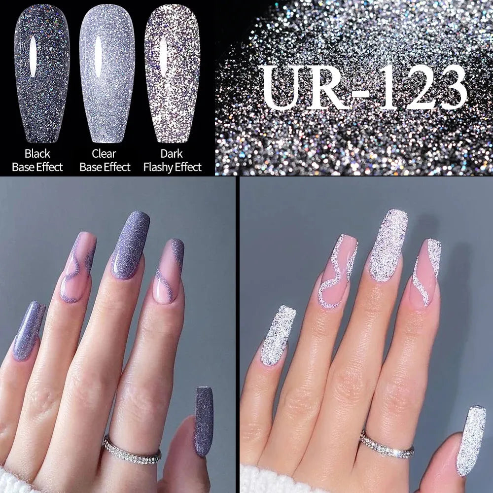 UR SUGAR 7.5ML Sparkling Reflective Glitter Gel Nail Polish Champagne Gold Sliver Manicure Semi Permanent UV Varnish Nail Art