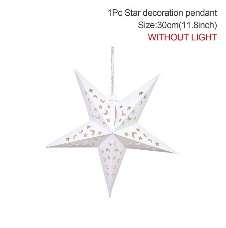 Eid Mubarak Hollow Star Hanging Pendant Ramadan Decoration For Home 2025 Islam Muslim Party Eid Al Adha Kareem Light Gifts