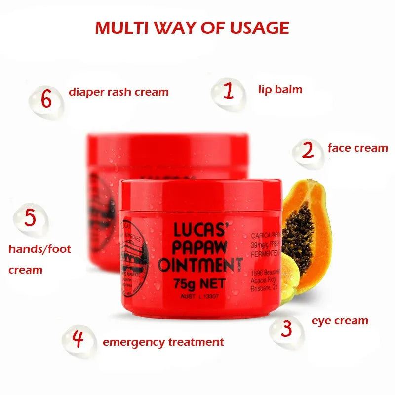 AU Lucas PAPAW Ointment Diaper Rash Cream Lip Balm Wound Care Papaya Skin Repair Cream 25g/75g